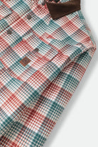 Men's Bowery Builders Ranch Performance Flannel in the color Ultra Marine/Dark Brick - Additional Laydown image