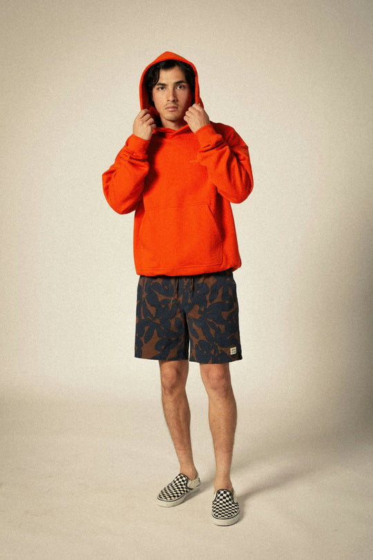 
       Men&#39;s Embroidered Heavyweight Oversized Hoodie in the color Trail Orange - Additional Fit View
     