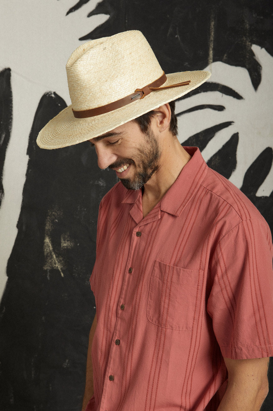 Brixton Unisex Field Proper Straw Hat - Natural/Brown | Front fit