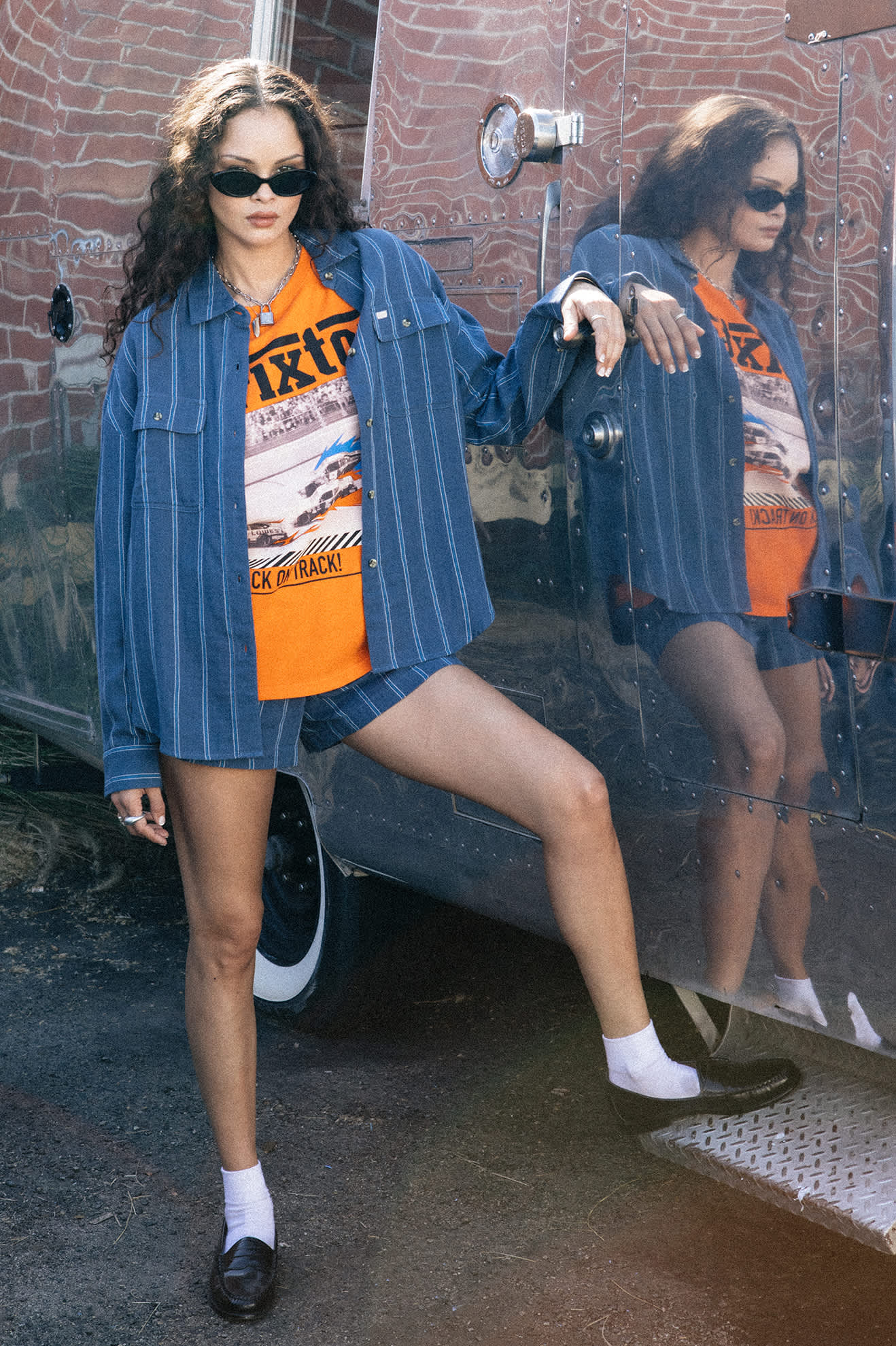 Women's Wandering L/S Overshirt in the color Berring Sea/White - Men's Lifestyle image