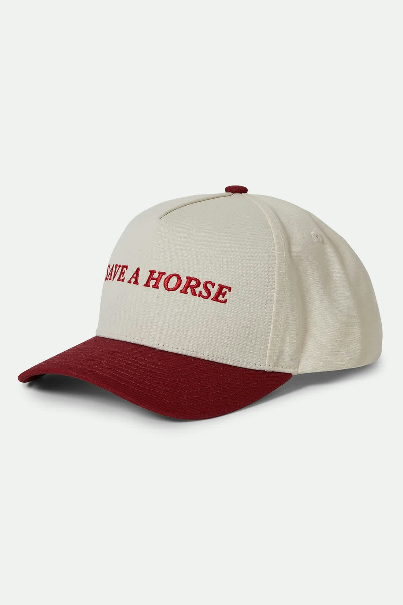 
       Women&#39;s Save A Horse Netplus Snapback in the color Crimson/Off White - Front Product View
     