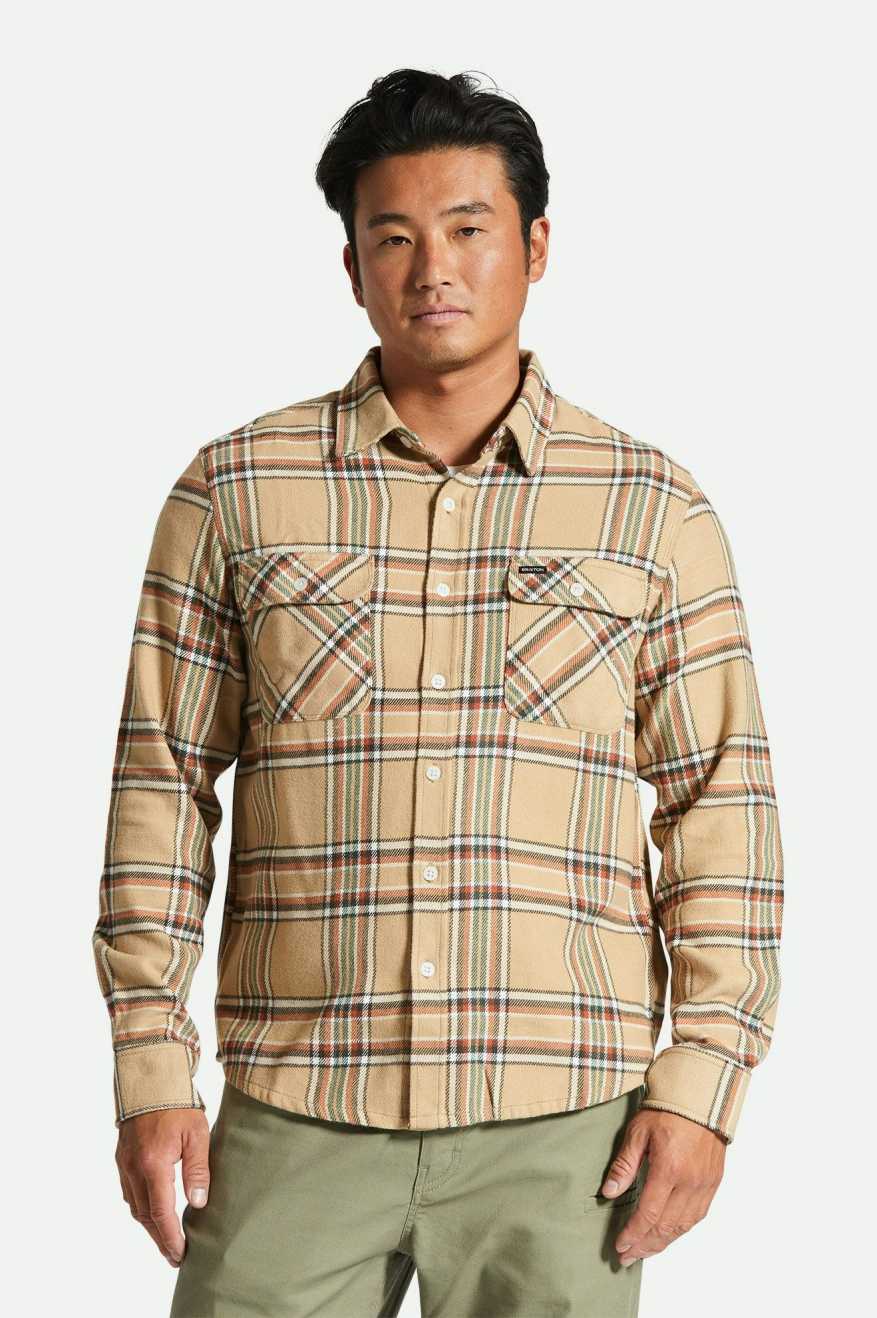 
       Brixton Bowery L/S Flannel - Sand/Off White/Terracotta
     