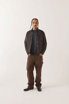 Men's Builders Stretch Overshirt in the color Black - Men's Front View