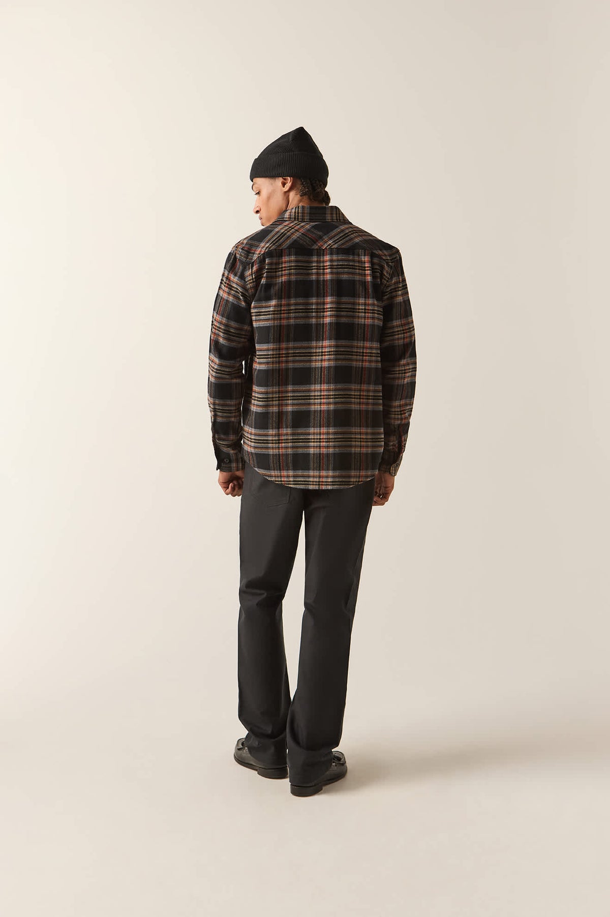 Men's Bowery Flannel in the color Black/Red Earth - Additional Fit image