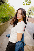 Women's Brixton Banner Slim Crew T-Shirt in the color Off White - Women's Lifestyle image