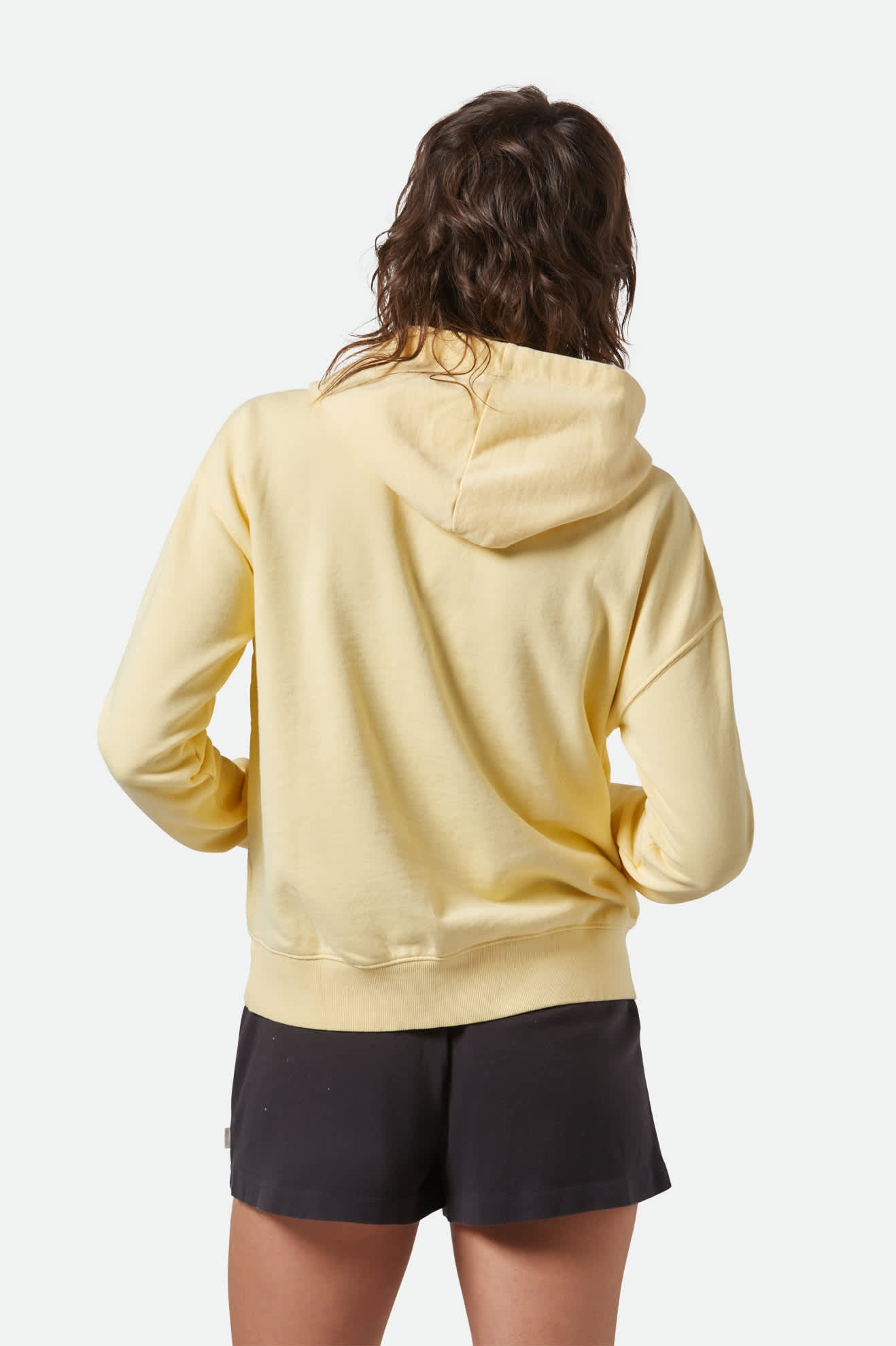 
       Women&#39;s Cross Loop French Terry Hoodie in the color Panna Cotta - Women&#39;s Back View
     