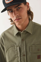 Men's Builders Stretch Overshirt in the color Olive Surplus - Additional Fit image