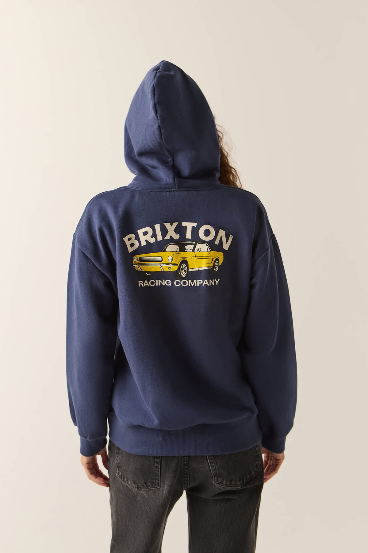 Women's High Speed Hoodie in the color Washed Navy - Women's Back View