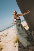 Women's Sunset Tie Slip Dress in the color Sage Green/Whitecap - Men's Lifestyle image