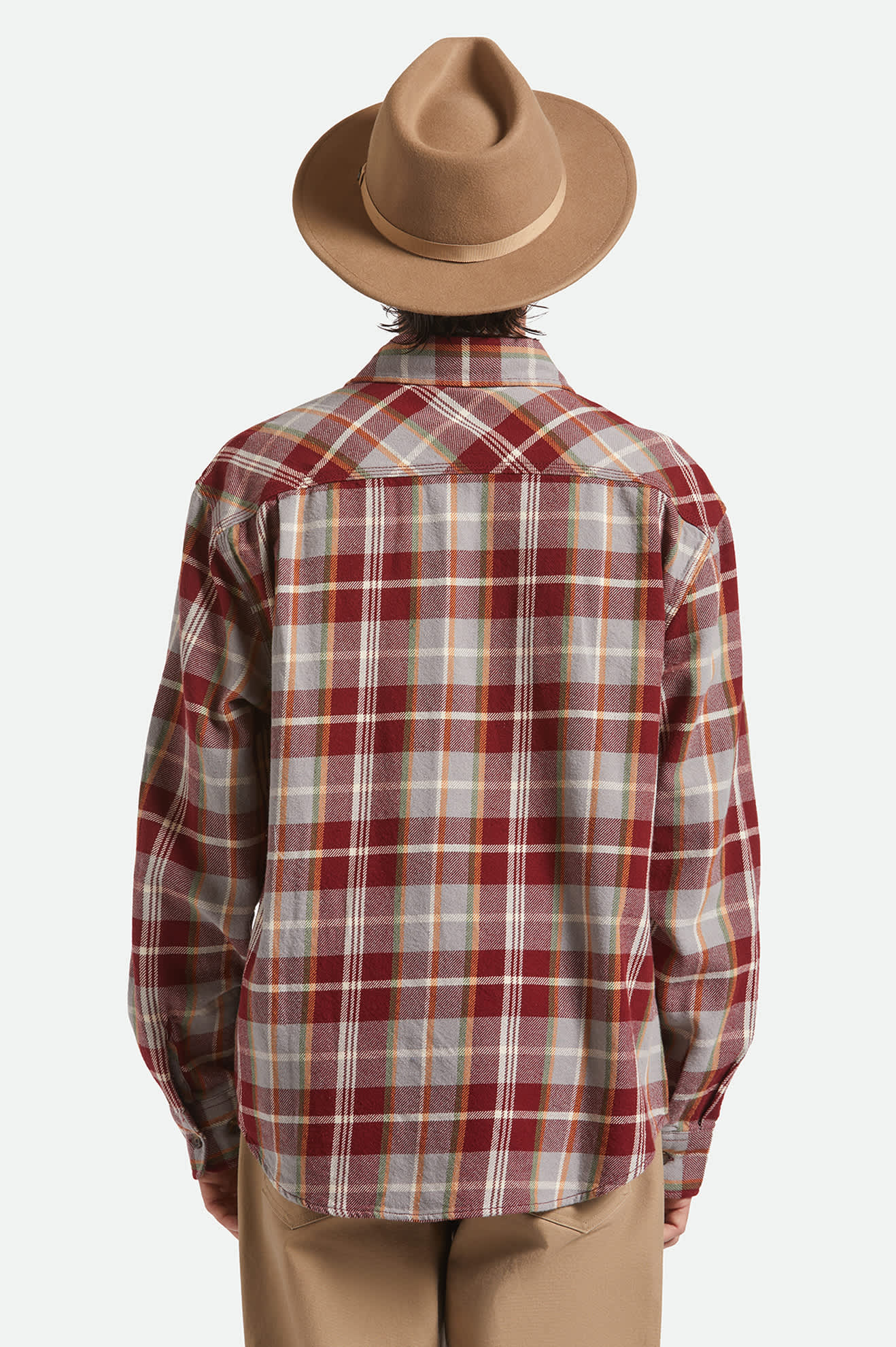 Unisex Messer Packable Fedora in the color Khaki/Khaki - Men's Back View