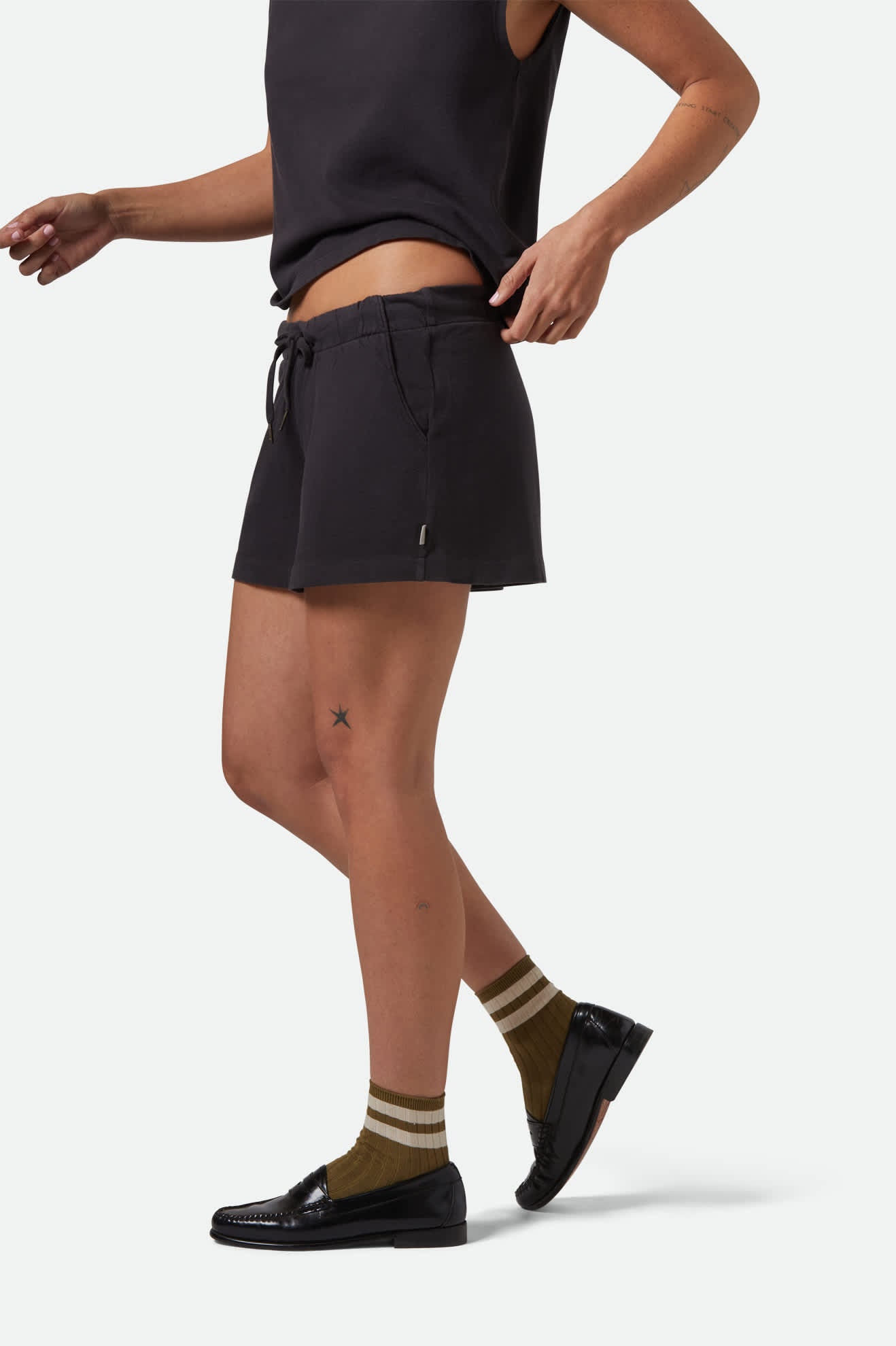 
       Women&#39;s Carefree Organic Garment Dyed Lounge Short in the color Black - Women&#39;s Side View
     