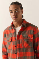 Men's Bowery Heavyweight Flannel in the color Washed Red/Grey - Additional Fit image