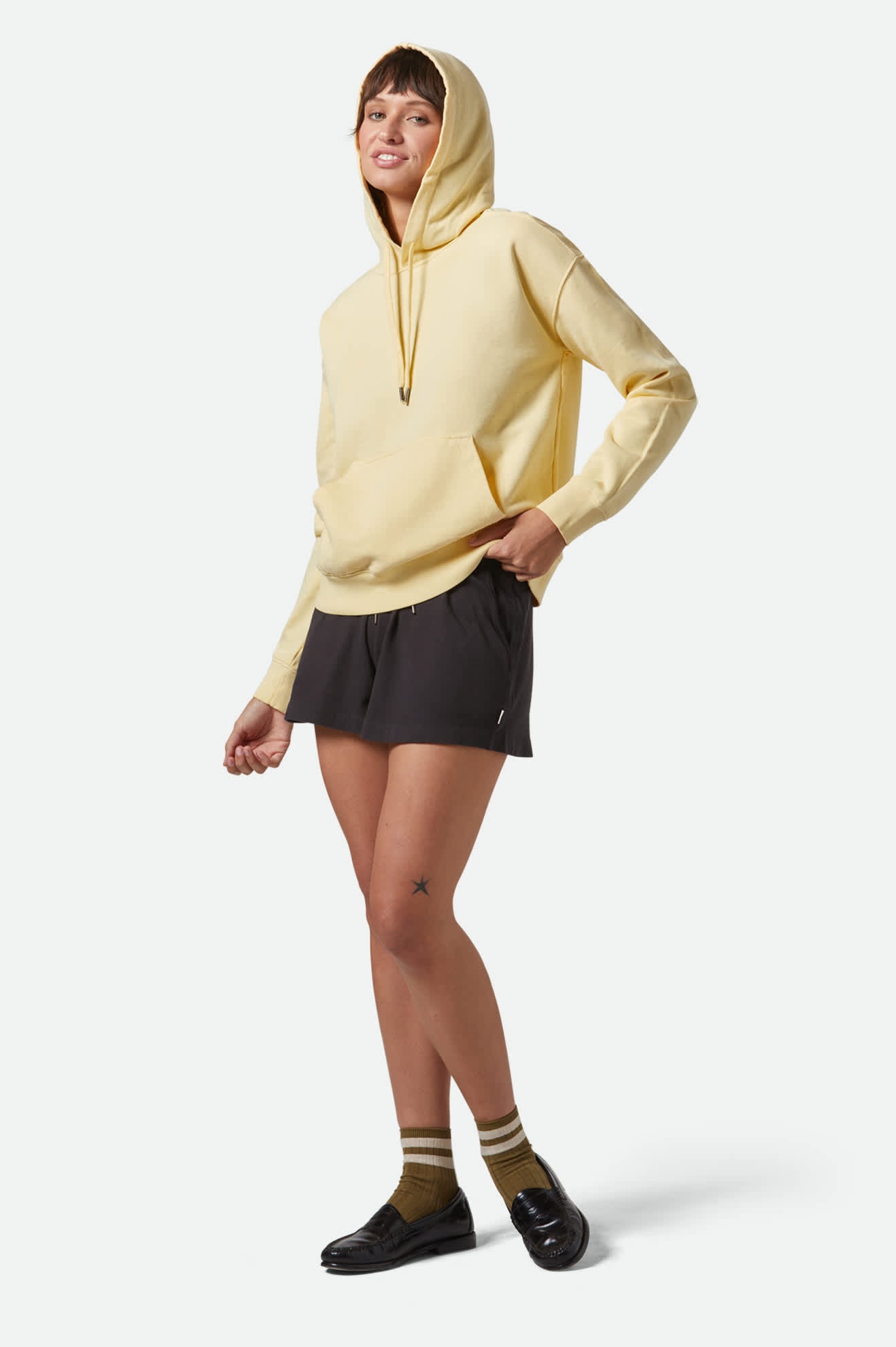 
       Women&#39;s Cross Loop French Terry Hoodie in the color Panna Cotta - Women&#39;s Featured View
     