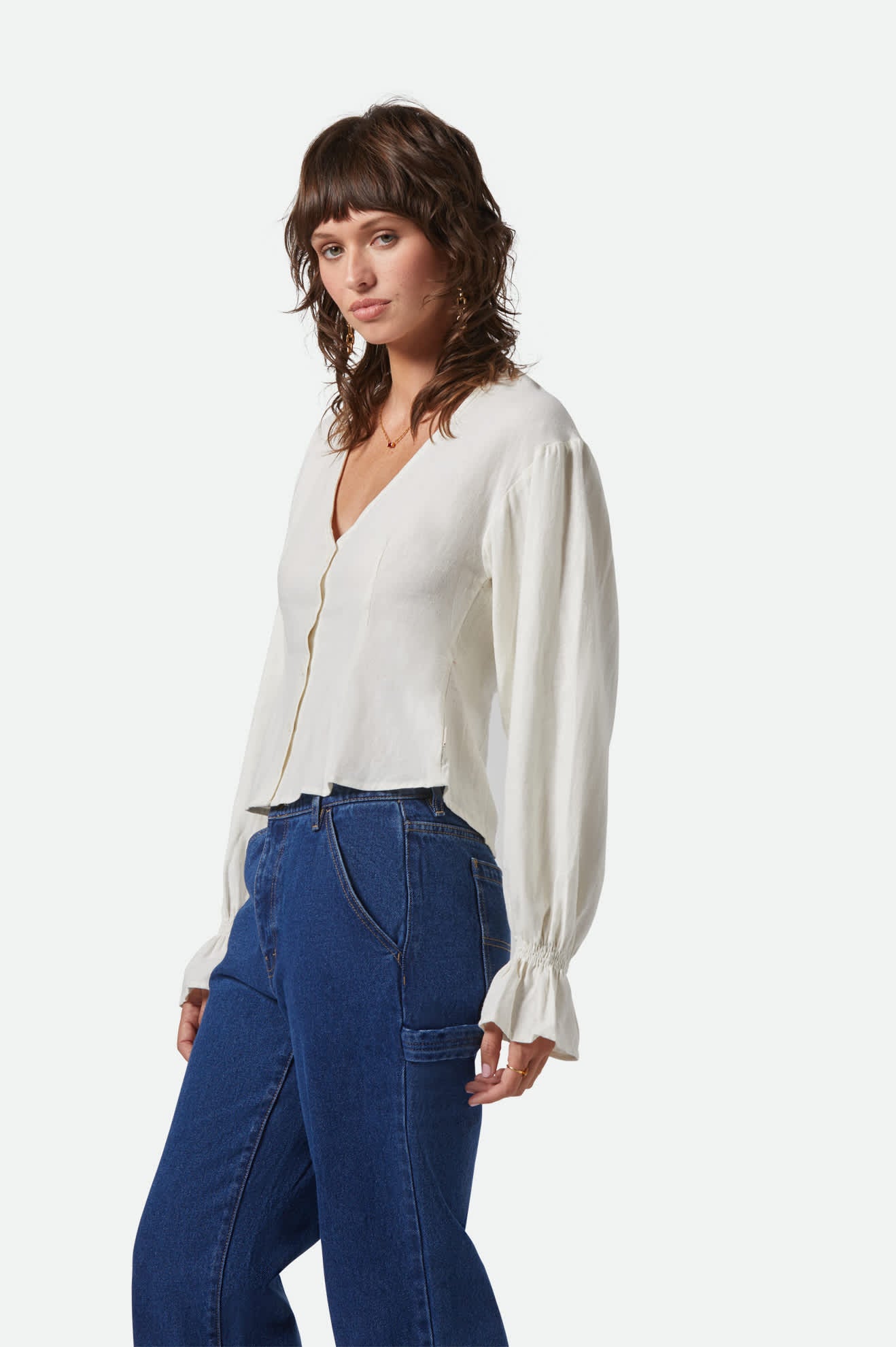 
       Women&#39;s The Meadow Blouse in the color Off White - Women&#39;s Side View
     