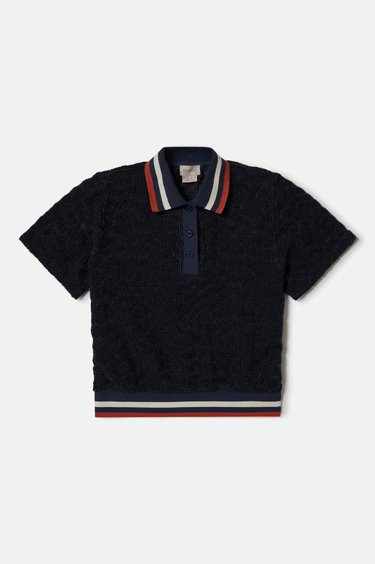 
       Women&#39;s Retro Mesh S/S Polo in the color Washed Navy - Front Product View
     