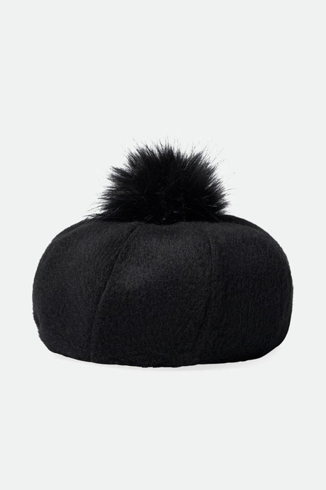 Natalie Oversized Pom Beret - Black