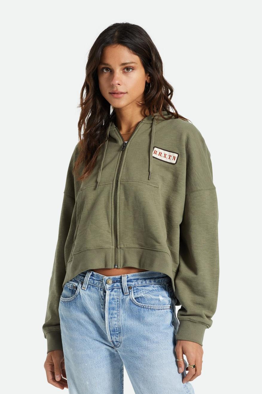 
       Brixton Movement Oversized Zip Hoodie - Olive Surplus
     