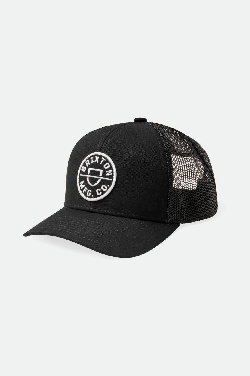 
       Brixton Unisex Crest Netplus Trucker Hat - Black/Black | Main
     