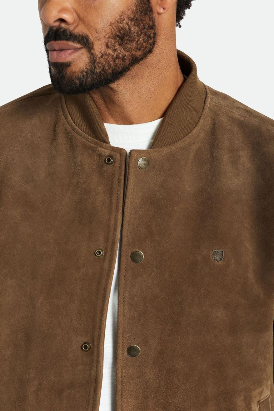 
       Brixton Dillinger Reserve Suede Bomber Jacket - Brown
     