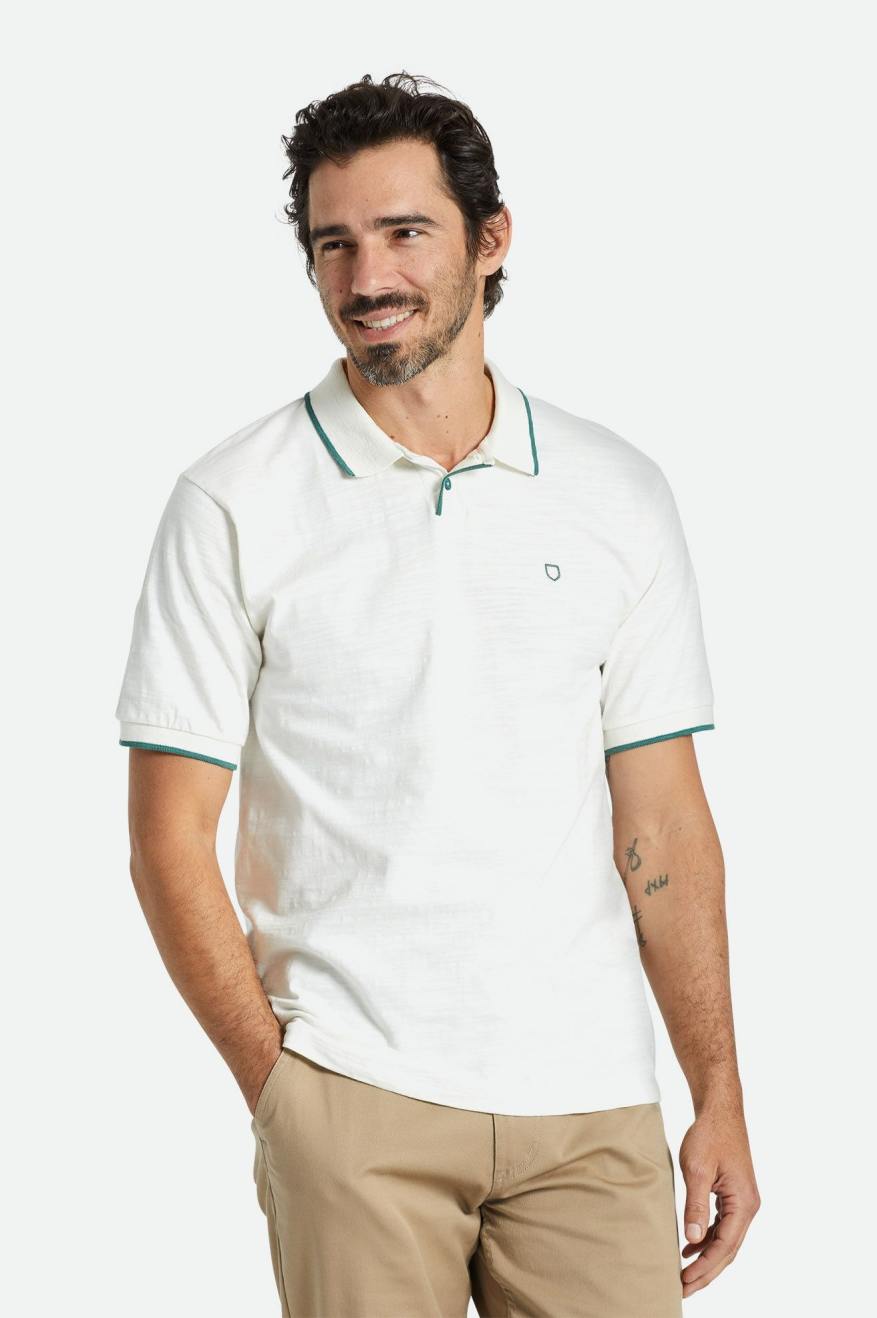 
       Brixton Proper Slub S/S Polo - Off White/Spruce
     