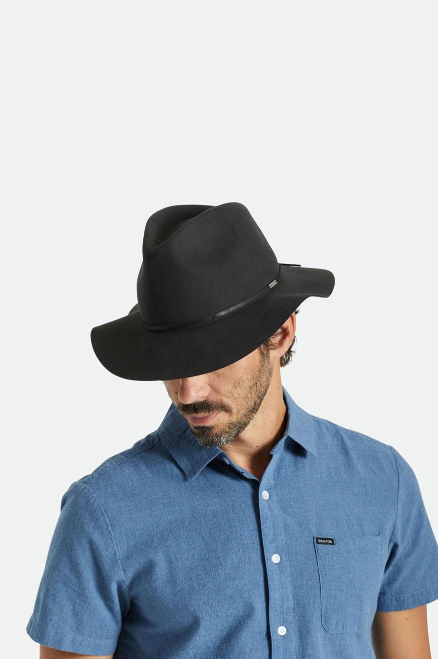 
       Brixton Wesley Packable Fedora - Washed Black
     