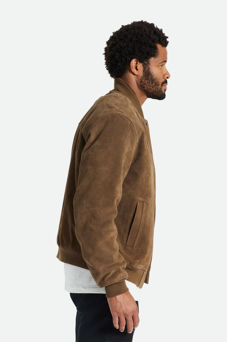 
       Brixton Dillinger Reserve Suede Bomber Jacket - Brown
     