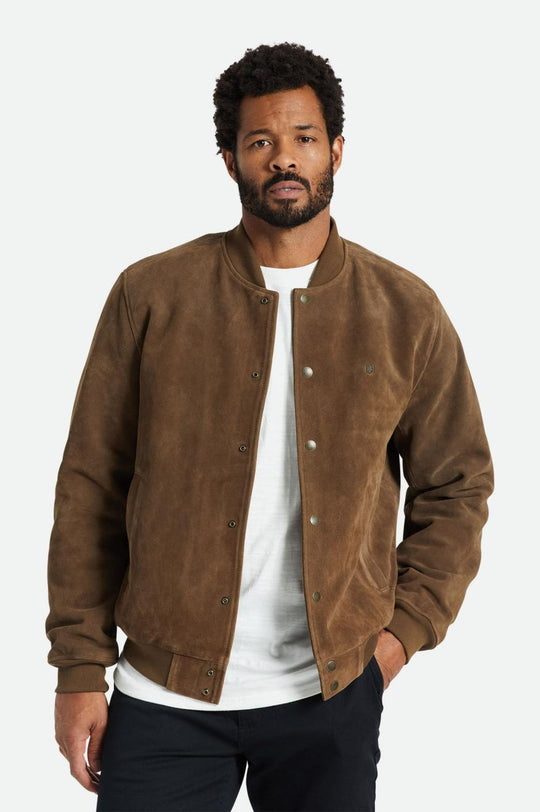 
       Brixton Dillinger Reserve Suede Bomber Jacket - Brown
     