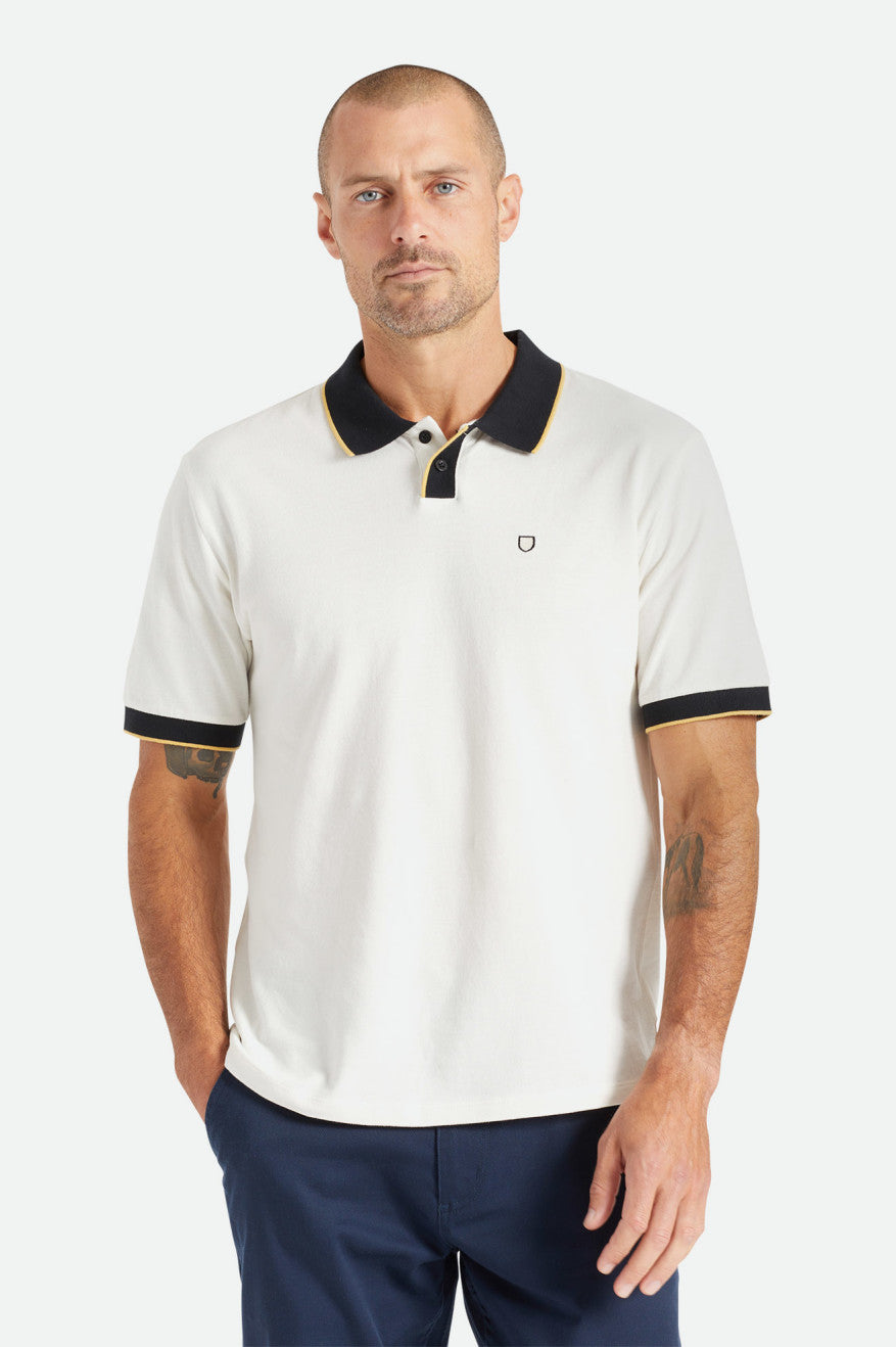 
       Brixton Proper S/S Polo - Off White/Black
     