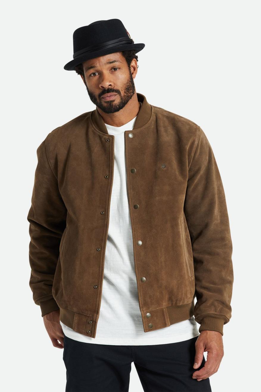 
       Brixton Dillinger Reserve Suede Bomber Jacket - Brown
     