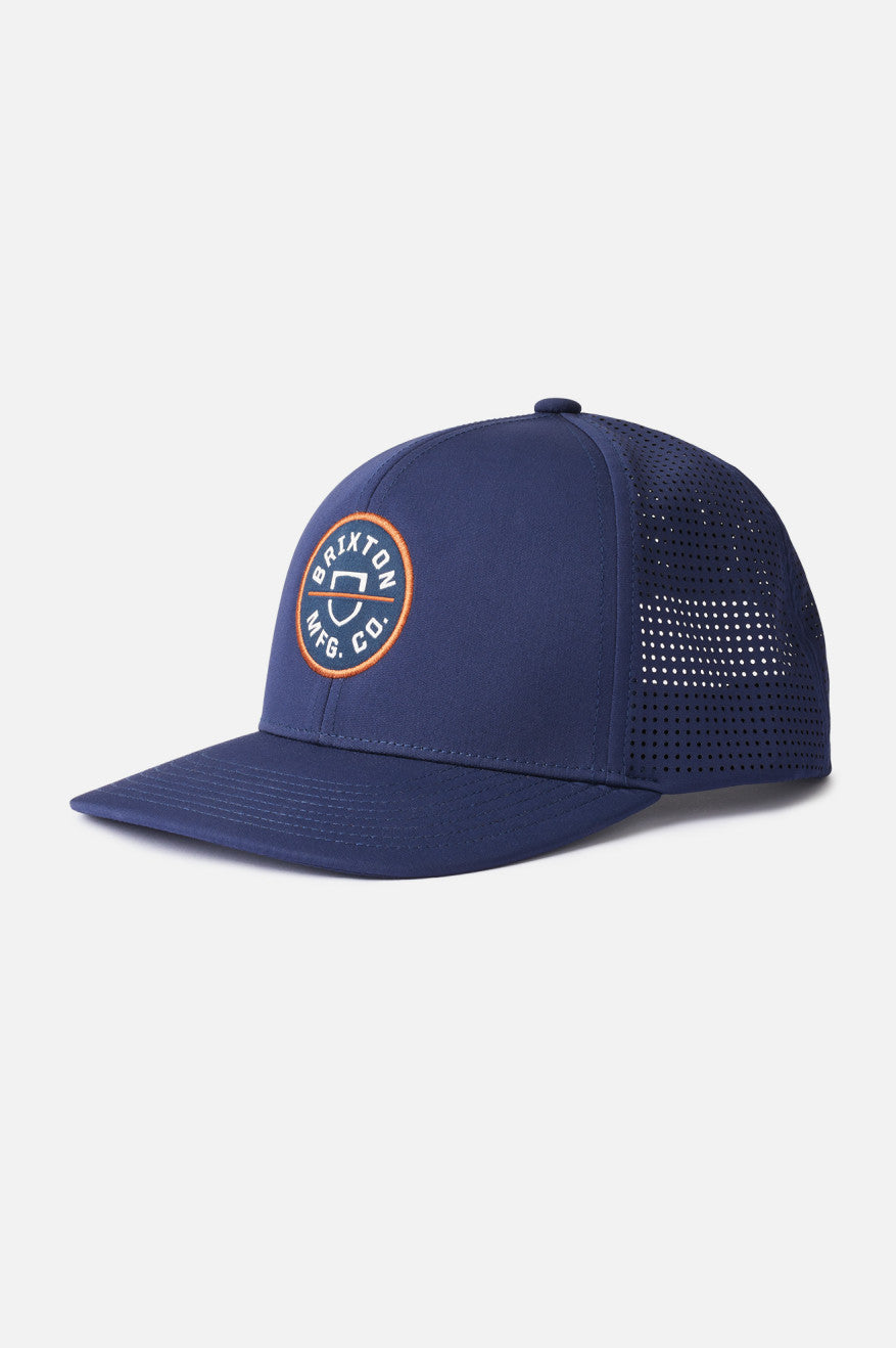 
       Brixton Men&#39;s Crest Netplus Utility Snapback - Washed Navy | Main
     