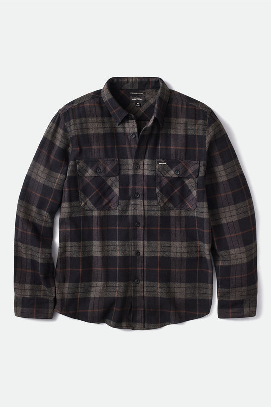 
       Brixton Men&#39;s Bowery L/S Flannel - Black/Charcoal | Main
     