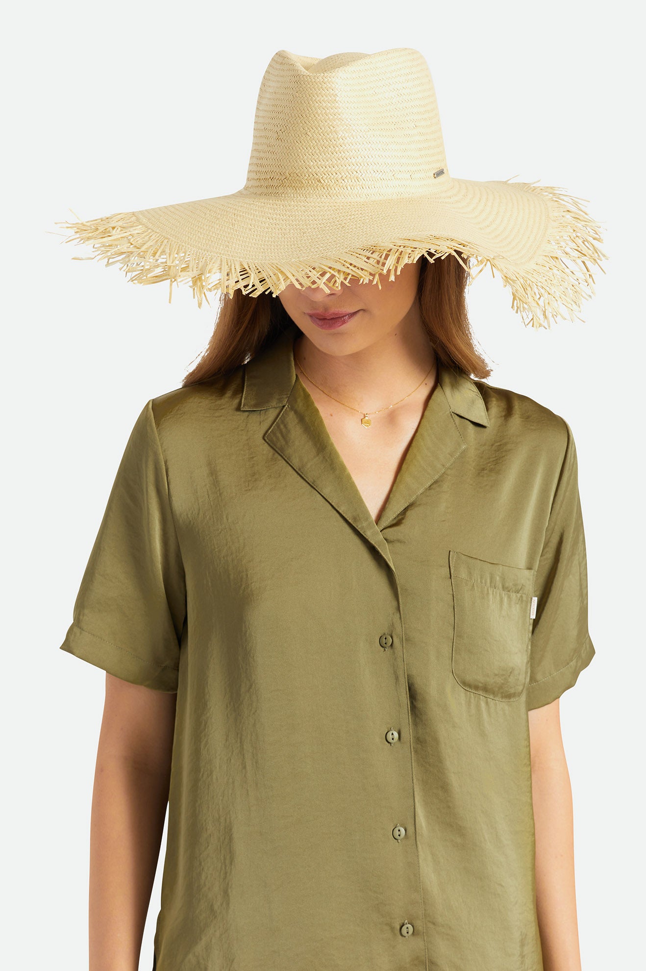 
       Brixton Jo Straw Frayed Fedora - Honey
     