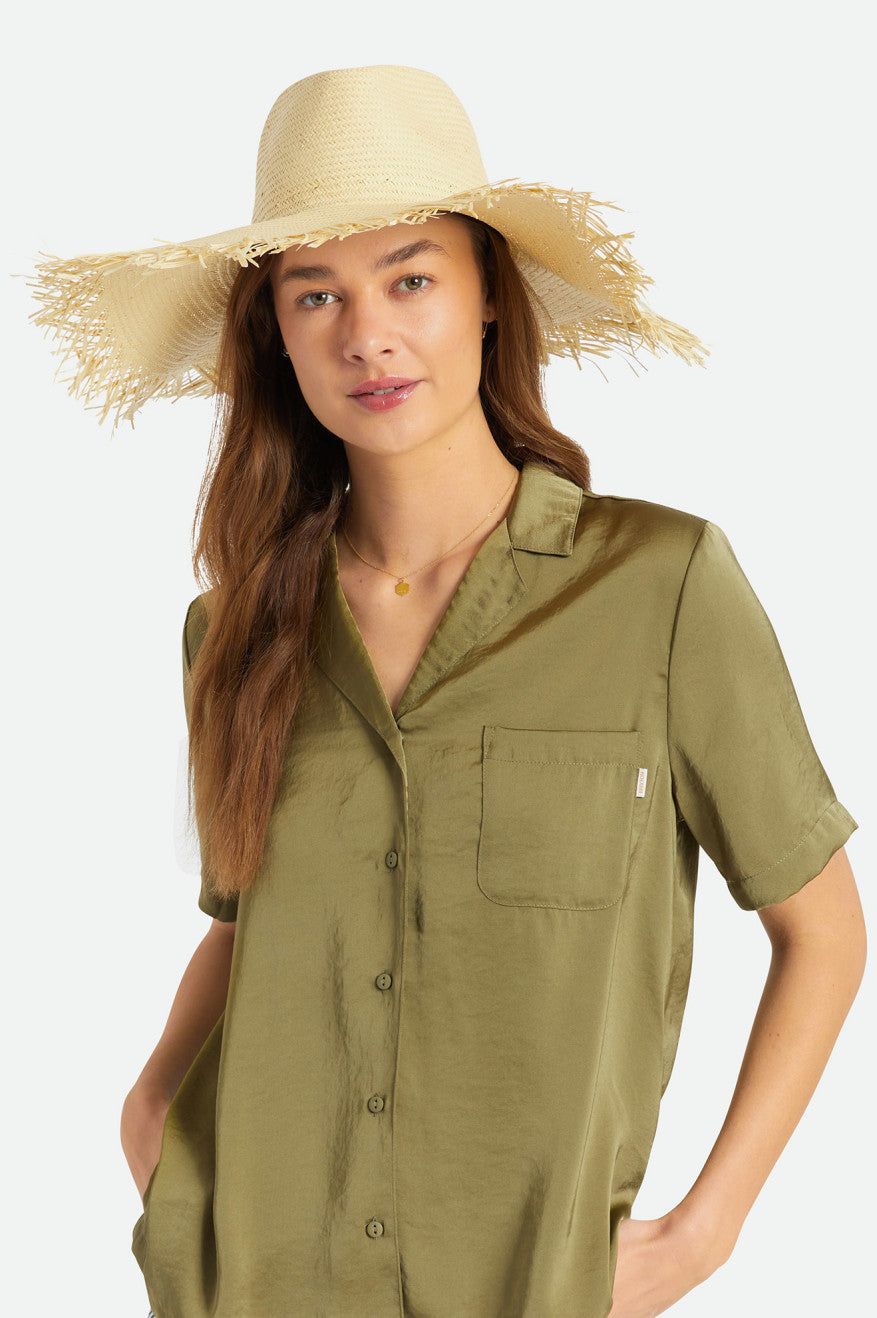 
       Brixton Jo Straw Frayed Fedora - Honey
     